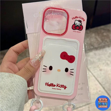 CODที่ไทย เคสมือถือ14 แมวเคธีชมพูสวย เคสใสช่องใส่การ์ด สร้อยข้อมือ For iPhone17 16 11 12 13PROMAX 14 15PLUS XSXR 7/8/SE2