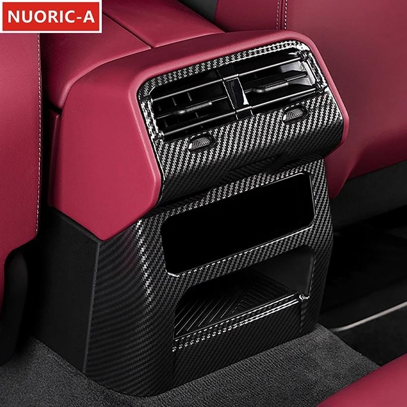 คาร์บอนไฟเบอร์สีด้านหลังเครื่องปรับอากาศ Outlet กรอบตกแต่งฝาครอบสําหรับ BMW 5 Series i5 G60 2024 จัด