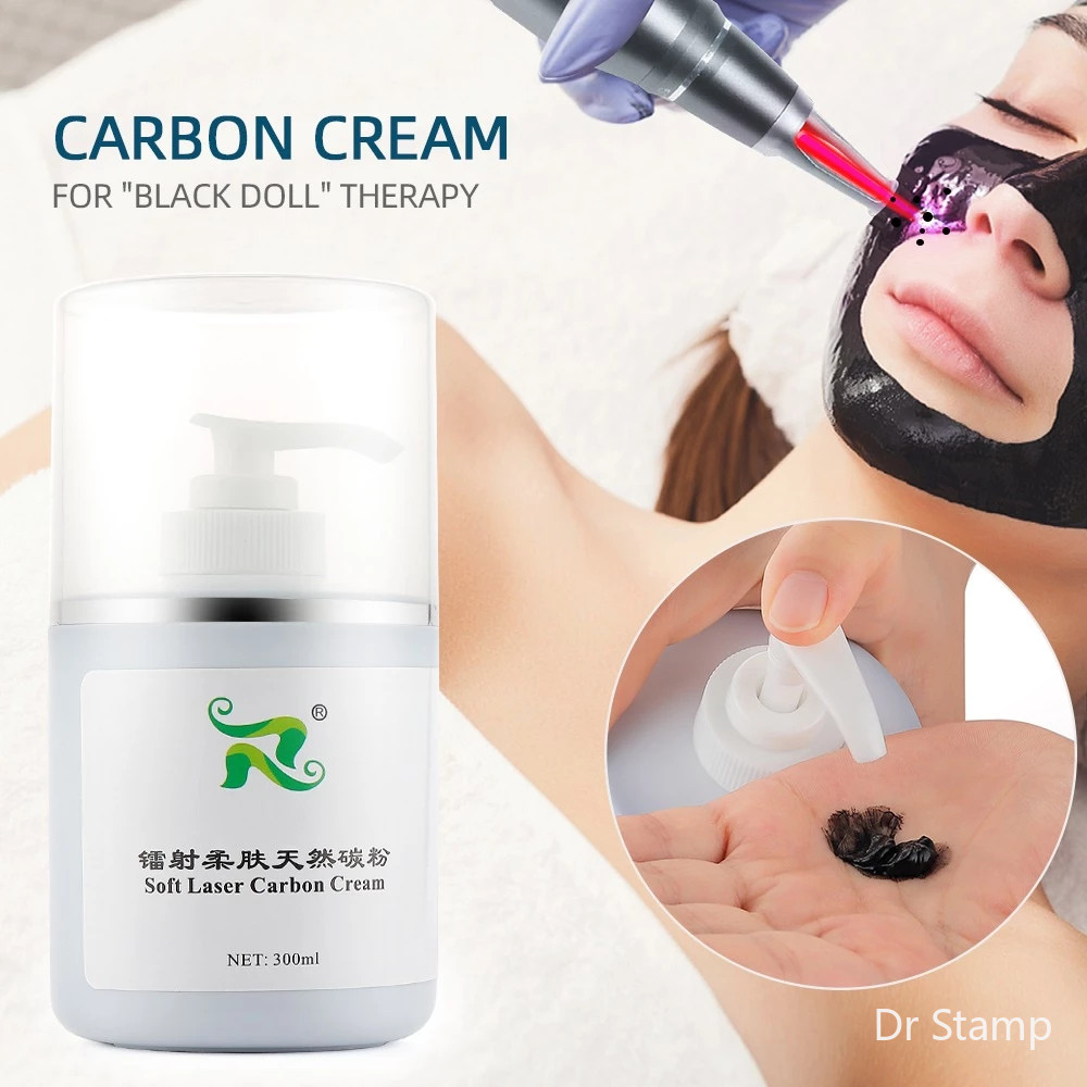 300ml Soft Laser Carbon Cream Gel สําหรับ Nd Yag เลเซอร์ครีมสีดําตุ๊กตาผิวไวท์เทนนิ่งฟื้นฟูผิวไวท์เท