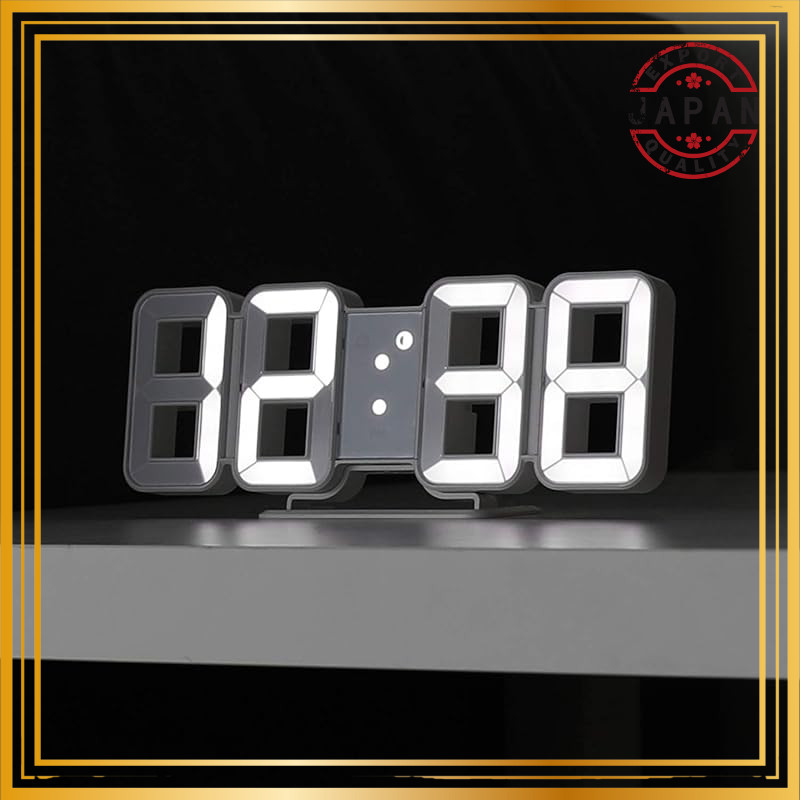 mooas 3D Pure Mini White LED Clock, Multi-functional LED Clock