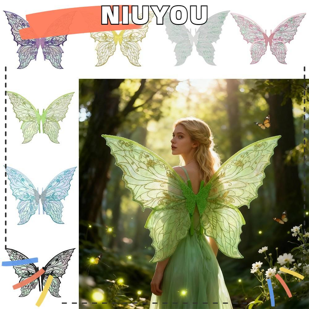 NIUYOU Angel Wings, ชุดประกาย UP Fairy Wings, Princess Angel Wing Organza Cicada Wing Party Props