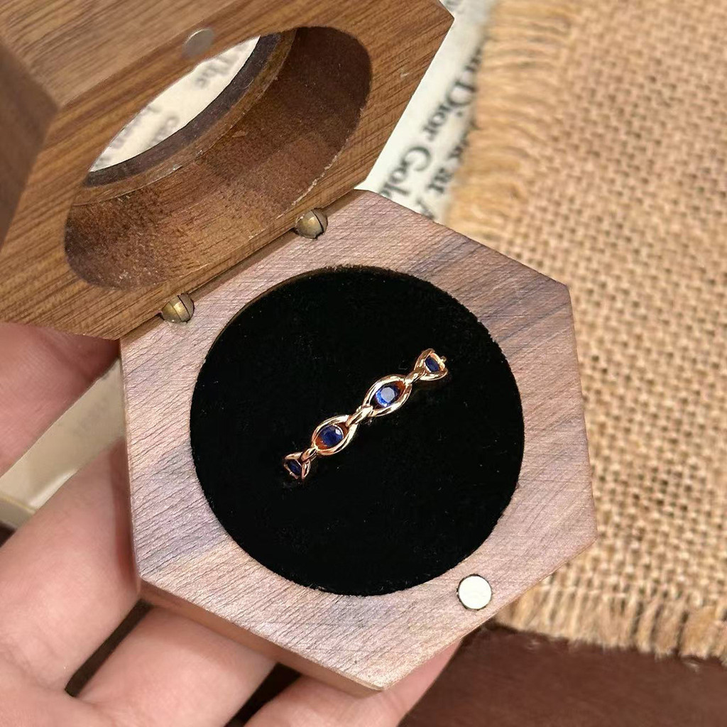 ส925 เงินแฟชั่นแหวนตาปีศาจหญิงที่เรียบง่ายเปิดแหวนตาสีฟ้า