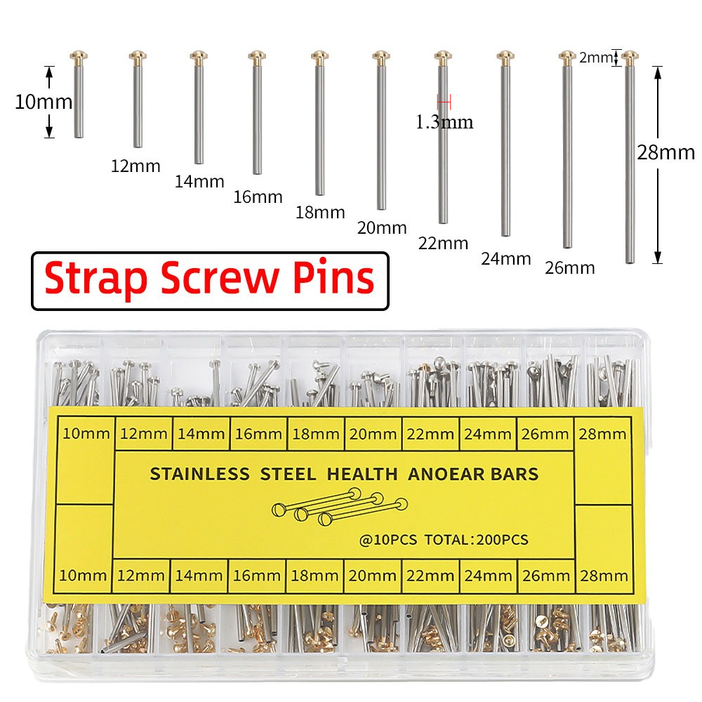 200 ชิ้น 10-28 มม.สายนาฬิกา Link Pins สกรูสแตนเลส Lug สายนาฬิกา Rivet End Connecting Rod นาฬิกาอะไหล่ซ่อม