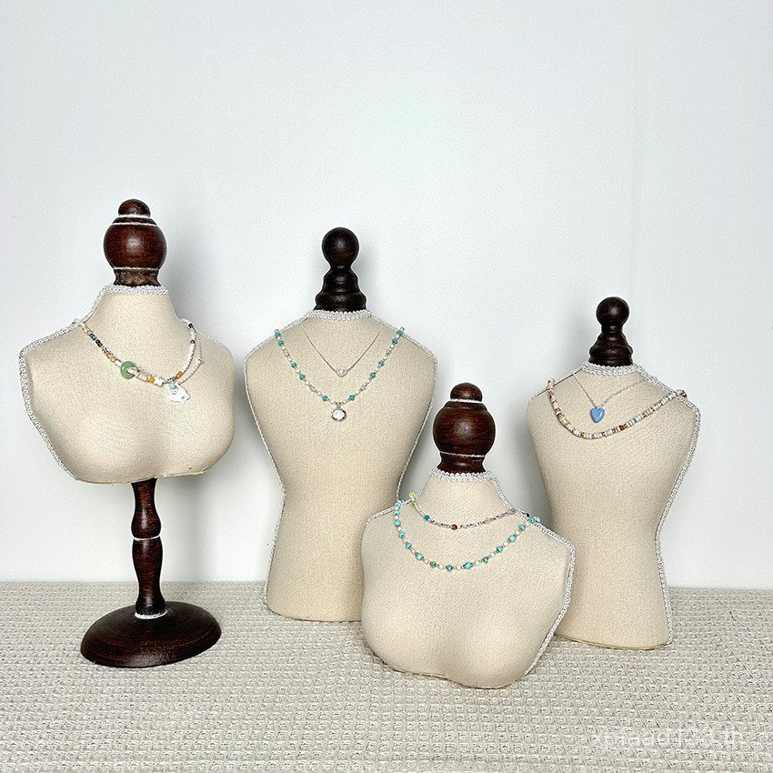 All-Match เครื่องประดับ Dirt-Resistant Beige ผ้าลินินเครื่องประดับจี้ Props เครื่องประดับขาตั้งสร้อย