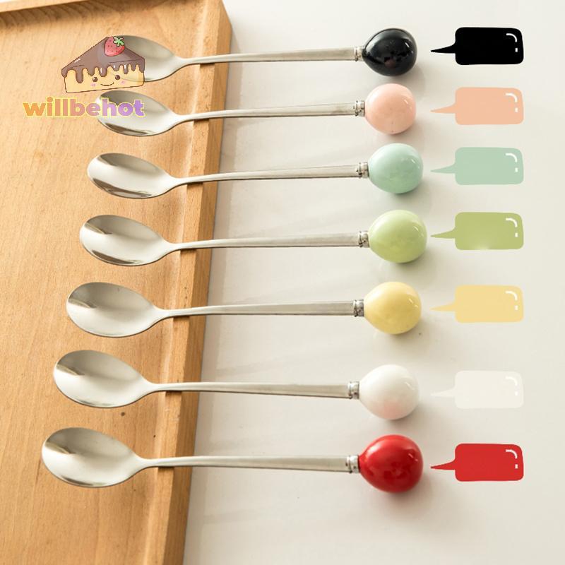 [Willbehot-t] ช้อนสแตนเลสช้อนกาแฟน่ารักไอศกรีมขนมหวานชาช้อนกวนสําหรับอุปกรณ์ครัวปิคนิค [ใหม่]