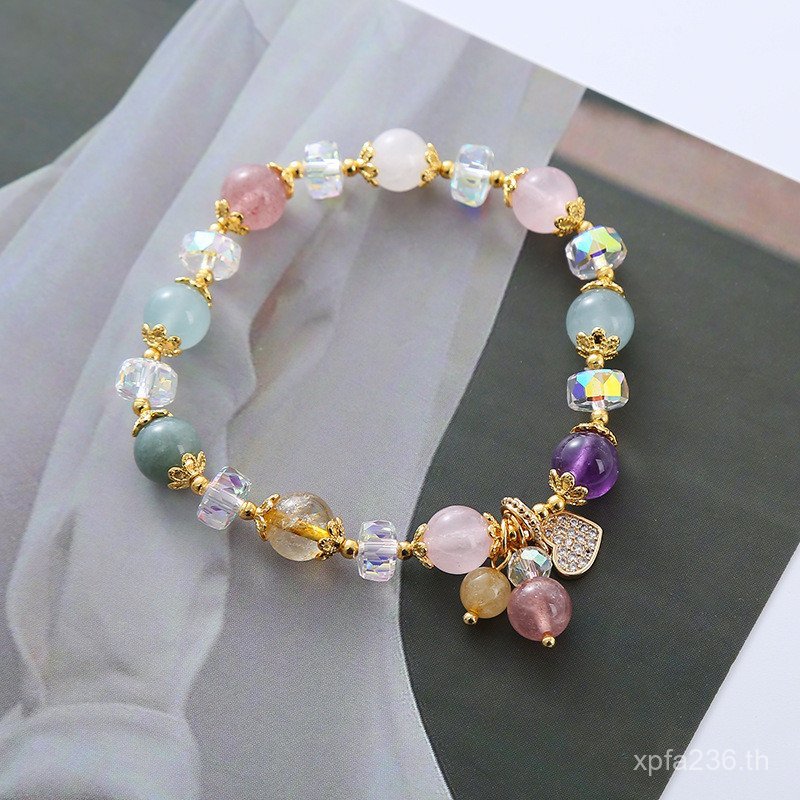 Duobao Amethyst Bracelet Bracelet Bracelet Love Bracelet Female Crystal Aquamarine Strawberry Crysta