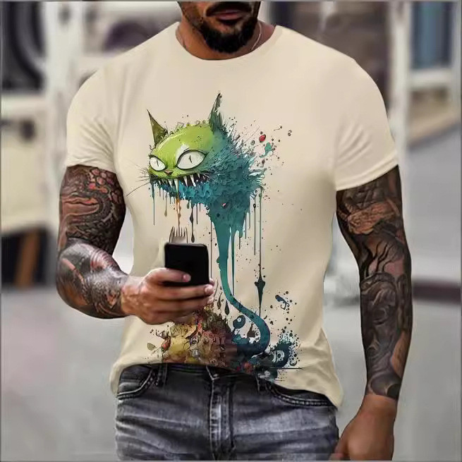 Flying Dragon Series เสื้อยืดผู้ชาย 3d การพิมพ์แนวโน้มแฟชั่นการพิมพ์แขนสั้นคอกลม Breathable Quick-Dr