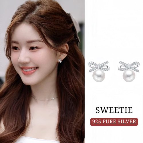 YY.Fashion💕พร้อมส่ง ต่างหูเงิน Sweetie ต่างหูมุก ต่างหูแฟชั่น ตุ้มหูผู้หญิง ต่างหูมุก ตุ้มหูเงิน E011