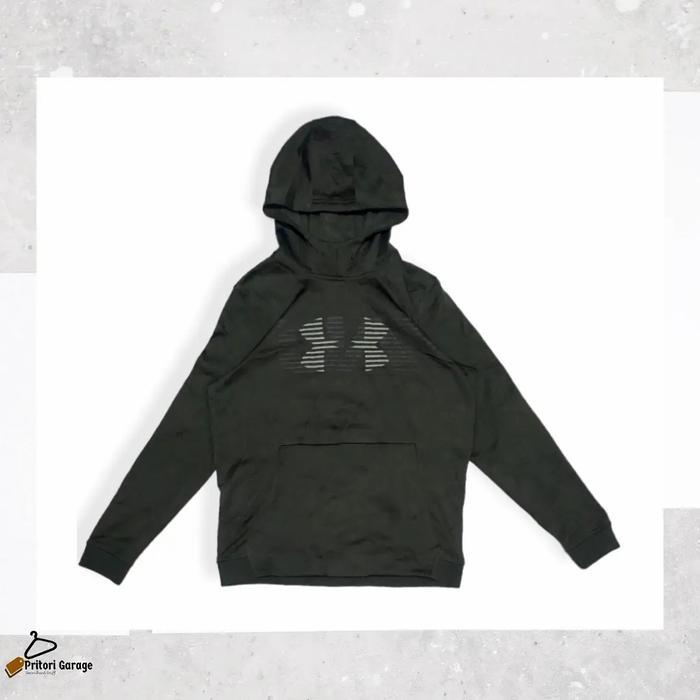 Under Armour Big Logo Print Dark Sage Green Pullover Hoodie Jacket