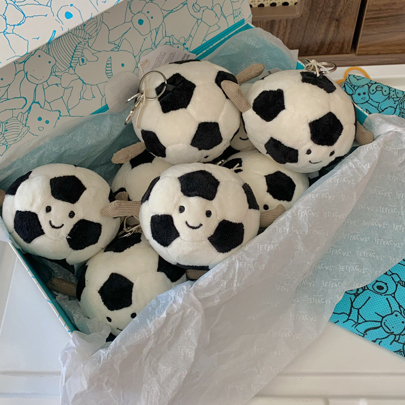British jellycat Fun Football Pendant Cute Plush Ball Keychain Christmas Halloween Gift