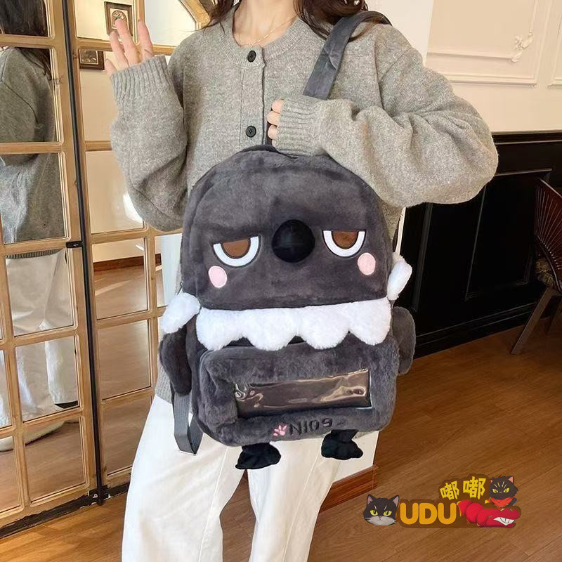 Ugly น่ารัก Qin Che Atture Good Crow Plush กระเป๋าเป้สะพายหลังขนาดใหญ่ความจุกระเป๋านักเรียนนักเรียนต