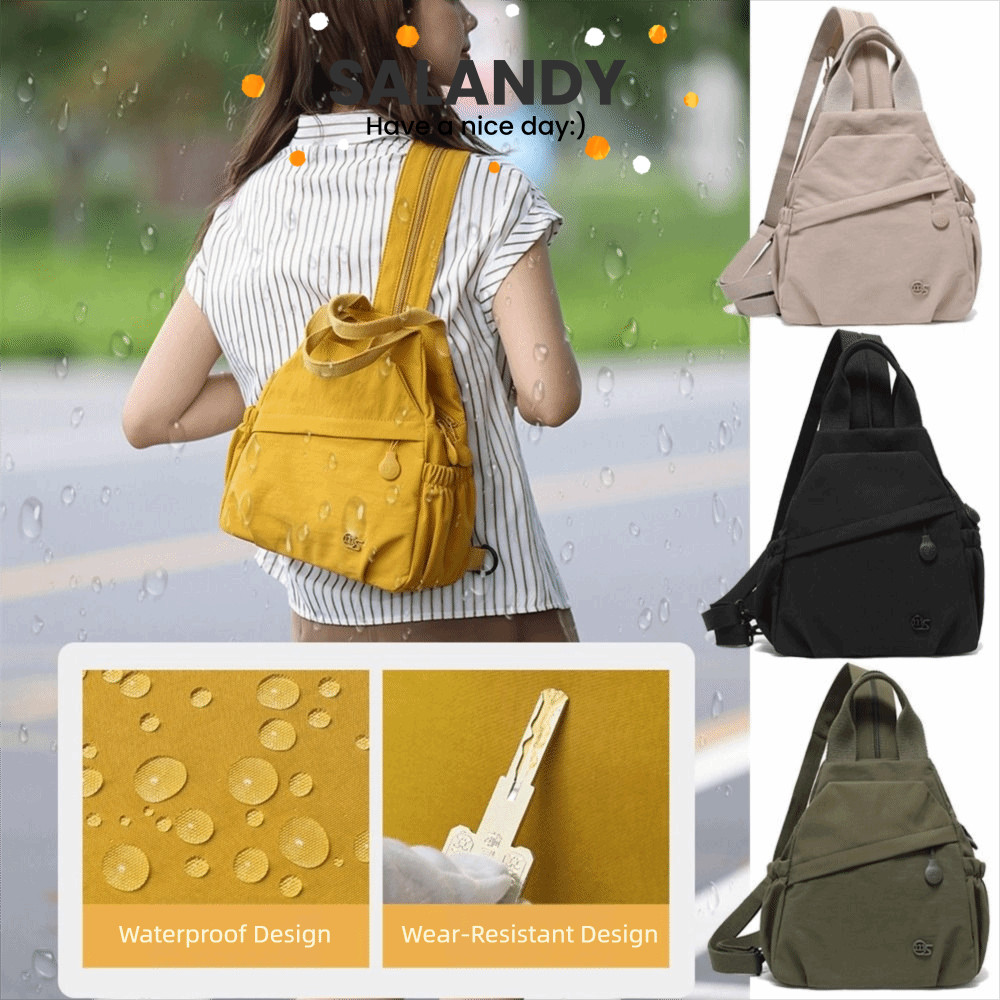 SALANDY กระเป๋าคาดหน้าอก,ผ้าไนลอน Dual Purpose กระเป๋าเป้สะพายหลังลําลองผู้หญิง, กระเป๋าถือมัลติฟังก์ชั่นซิปน้ําหนักเบา Travel Work
