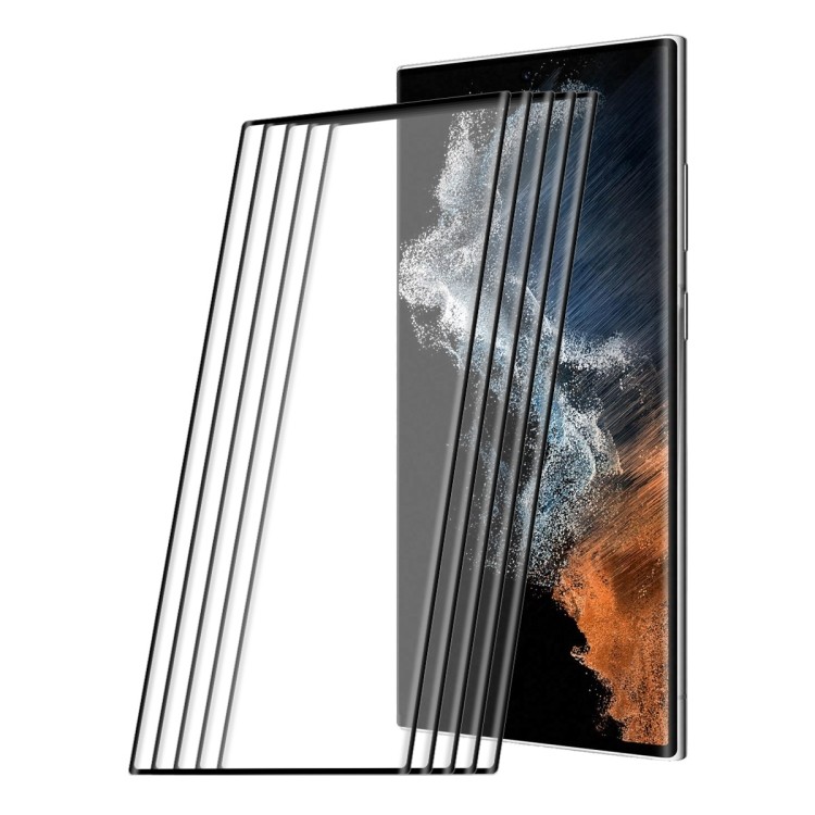 5 ชิ้นสําหรับ Samsung Galaxy S22 Ultra ENKAY 3D โค้งร้อนดัดกระจกนิรภัยฟิล์มเต็ม