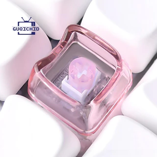 MAO Cat Keycaps 1U โปร่งใส Keycap PC วัสดุ คีย์แคป PC รูปหัวแมวน่ารัก โปร่งใส ก้านไขว้ เข้ากันได้กับคีย์บอร์ด