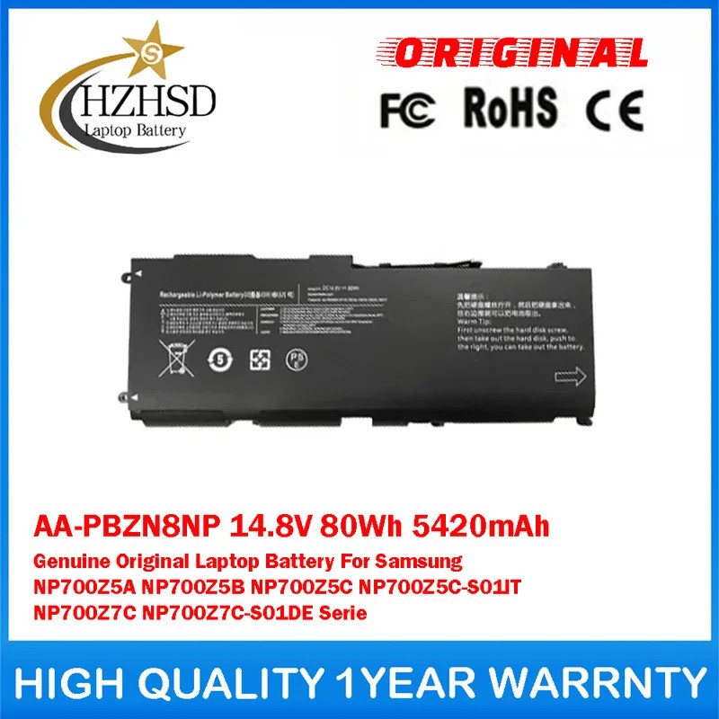 AA-PBZN8NP 14.8V 80Wh 5420mAh ของแท้แบตเตอรี่แล็ปท็อปสําหรับ Samsung NP700Z5A NP700Z5B NP700Z5C NP70