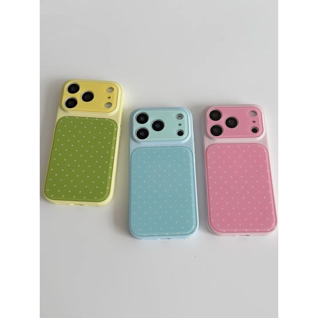 เคสโทรศัพท์ เหมาะสําหรับ iPhone 11 12 13 14 15 16 17 Pro max เต็มหน้าจอสีลูกกวาดลายจุดกันกระแทกกันกระแทกเคสรวมทุกอย่าง K8AM