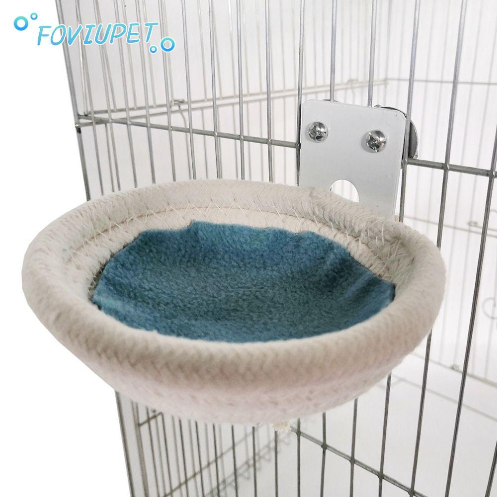 FOVIUPET APPEA เตียงนอน, เชือกฝ้ายแขวนสัตว์เลี้ยงรังนก, ของเล่น Budgies Cockatoo Hut นกแก้ว Lovebird บ้านนก