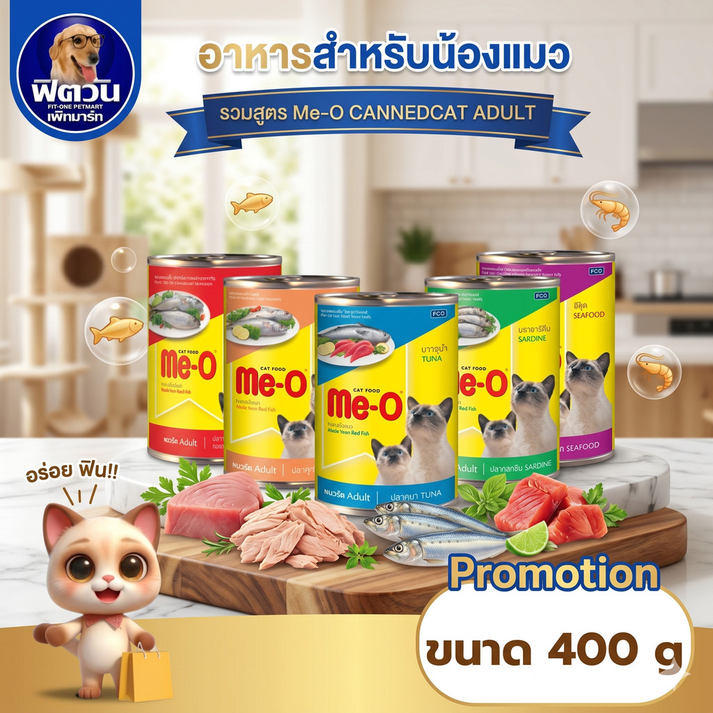 [X24กระป๋อง] Me O อาหารแมวกระป๋อง ขนาด 400 กรัม {อาหารเปียกแมว}