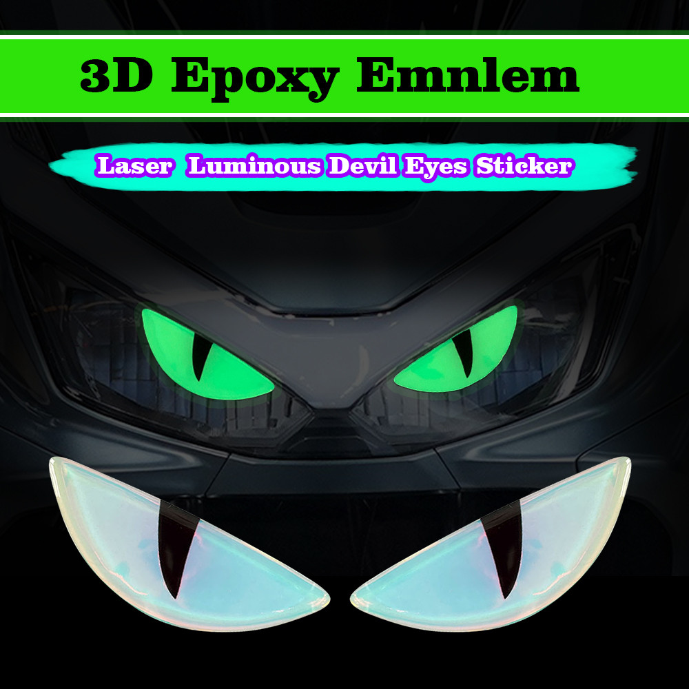 3D เลเซอร์อีพ็อกซี่สัญลักษณ์ Devil Eyes สติกเกอร์ ZONTES 150X Luminous กันน้ํา Decals กล่องไฟหน้าสติกเกอร์หมวกกันน็อคเต็มใบอุปกรณ์ตกแต่งรถจักรยานยนต์สําหรับ 368G 150x Honda Click adv Yamaha Aerox