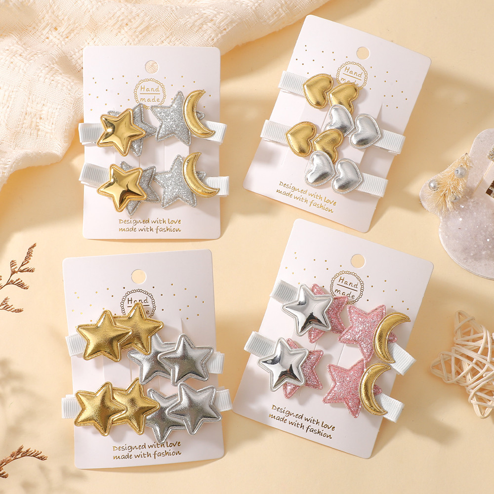 4 ชิ้น/เซ็ต Glitter เลื่อม Star กิ๊บติดผมสําหรับเด็กผู้หญิงที่มีสีสัน Sparkly Star ผม Barrettes ชุด