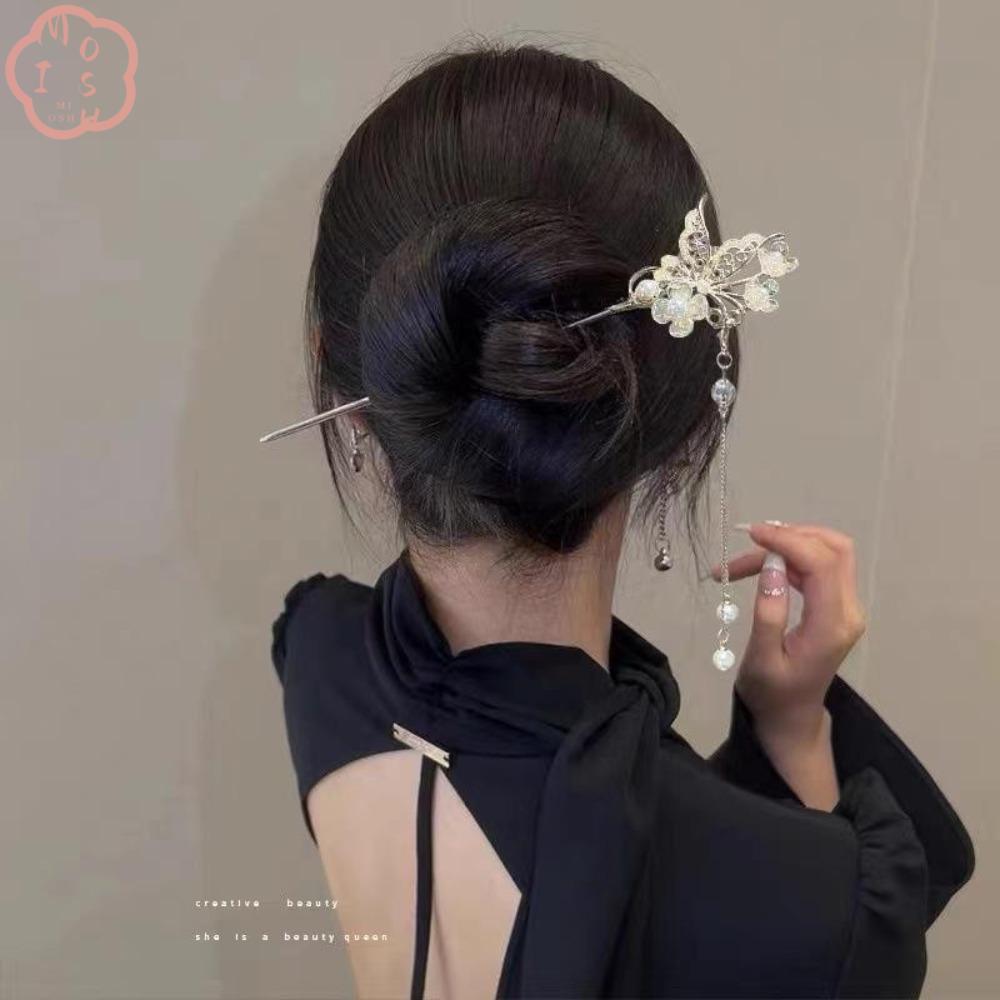 MIOSHOP กิ๊บติดผม, ใส่ผมสไตล์โบราณสไตล์จีน, พู่ดอกไม้ กิ๊บประดับกล้วยไม้เรืองแสง แฟชั่น