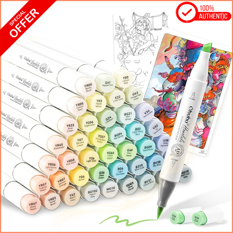 Ohuhu 48 Pastel Brush+Fine w/ Blender
Ohuhu 48 Pastel Brush+Broad w/ Blender