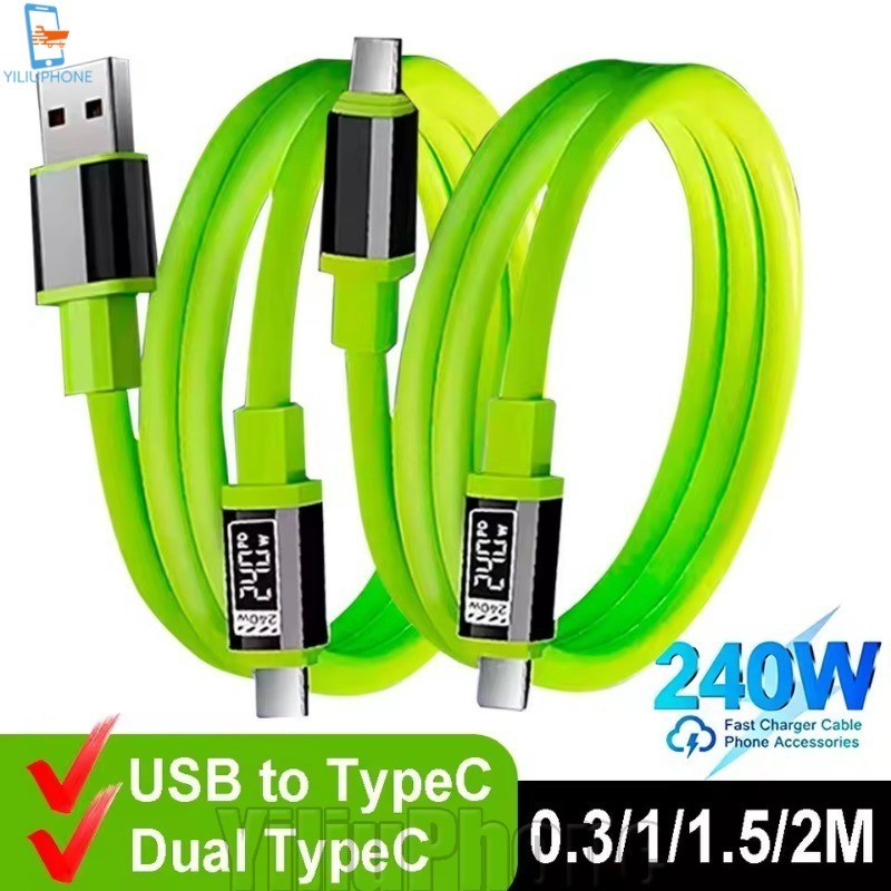[Bless] 0.3-3M โทรศัพท์มือถือ 240W Super Fast Charging Data Wire - File Transfer Data Line - Universal High Power - สําหรับ Iphone Android - USB/Type C ถึง Type C Data Line /Awe