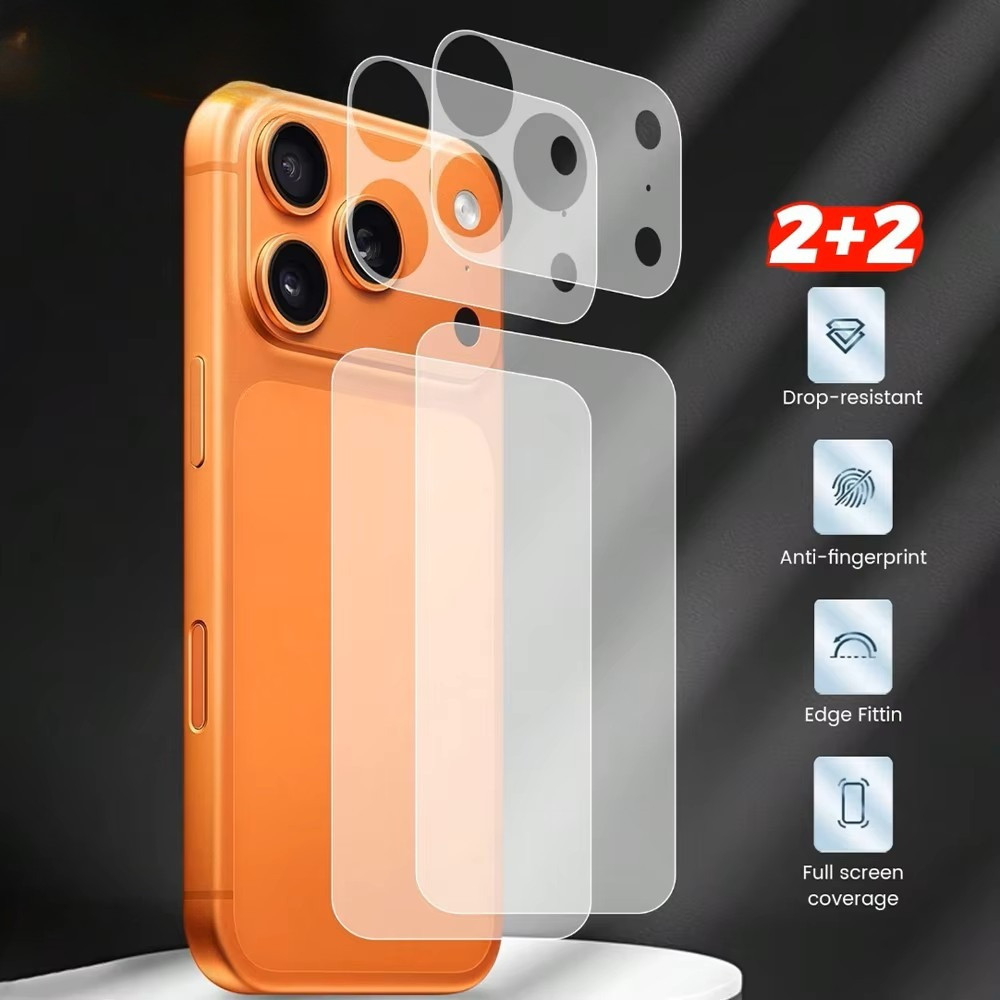 PET Matte Back Screen Protector + ตัวป้องกันเลนส์กล้องสําหรับ iPhone 17 Pro Max 17 Pro Soft เลนส์กล้องฟิล์มด้านหลัง
