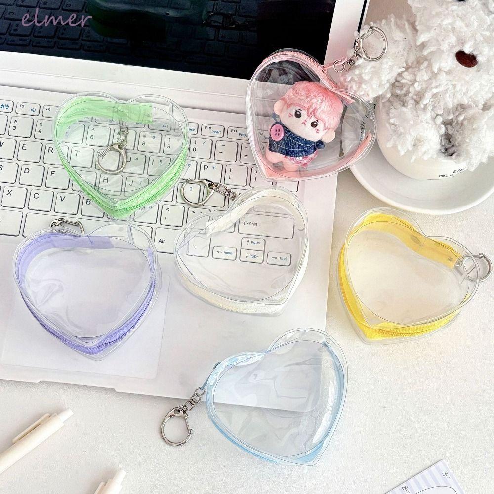 เอลเมอร์ เคสป้องกันตุ๊กตา,วัสดุพีวีซีถุงเก็บตุ๊กตาใส,แบบพกพาที่มีสีสันซิป เคย์เชน ตุ๊กตาแสดงกระเป๋าตกแต่งกระเป๋า