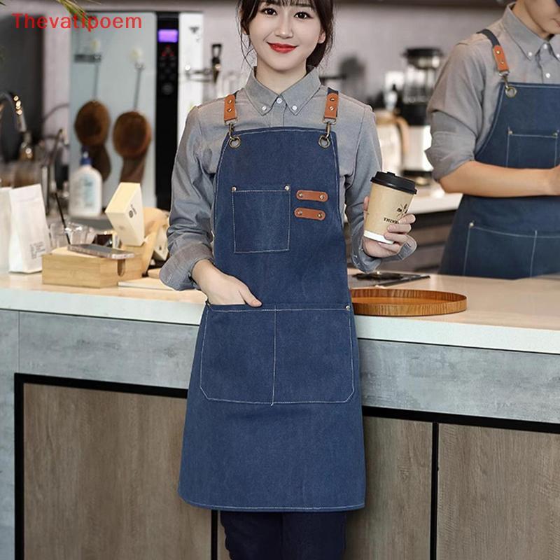 [Thevatipoem] ผ้ากันเปื้อนแฟชั่นหนากันน้ํา Oilproof คุณภาพสูงผ้ากันเปื้อนกันน้ําผ้ากันเปื้อนทําอาหารผ้ากันเปื้อนทํางานสําหรับทําอาหารสําหรับห้องครัวและร้านกาแฟใช้ร้อน