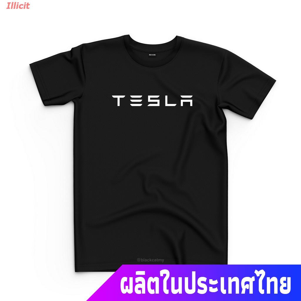 COD-เสื้อยืดแขนสั้น Tesla Large Wordmark Logo T-Shirt Popular T-shirts