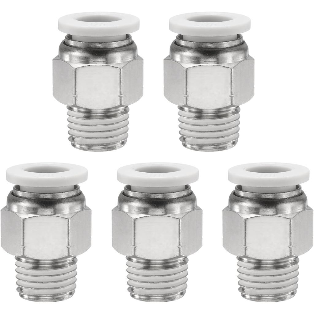 HARFINGTON 5pcs Push to Connect Fitting 3/8 "หลอด OD x 1/4 "NPT ด้ายชายตรง Union FITTING ทองแดง Quic
