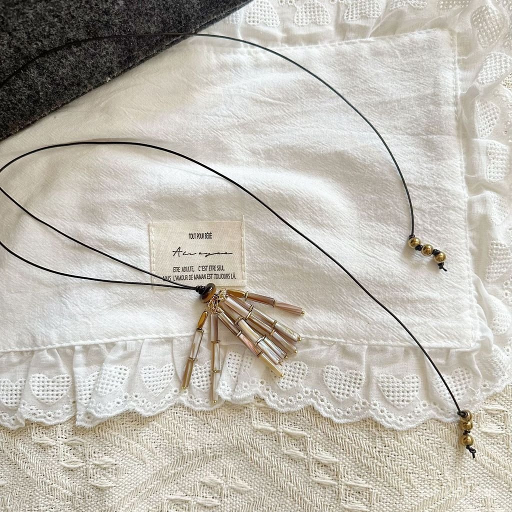 พู่เสื้อกันหนาวโซ่ Niche Oxford Shell ธรรมชาติอุปกรณ์เสริมอินเทรนด์สร้อยคอลูกปัด Tiger Eye Stone Hig