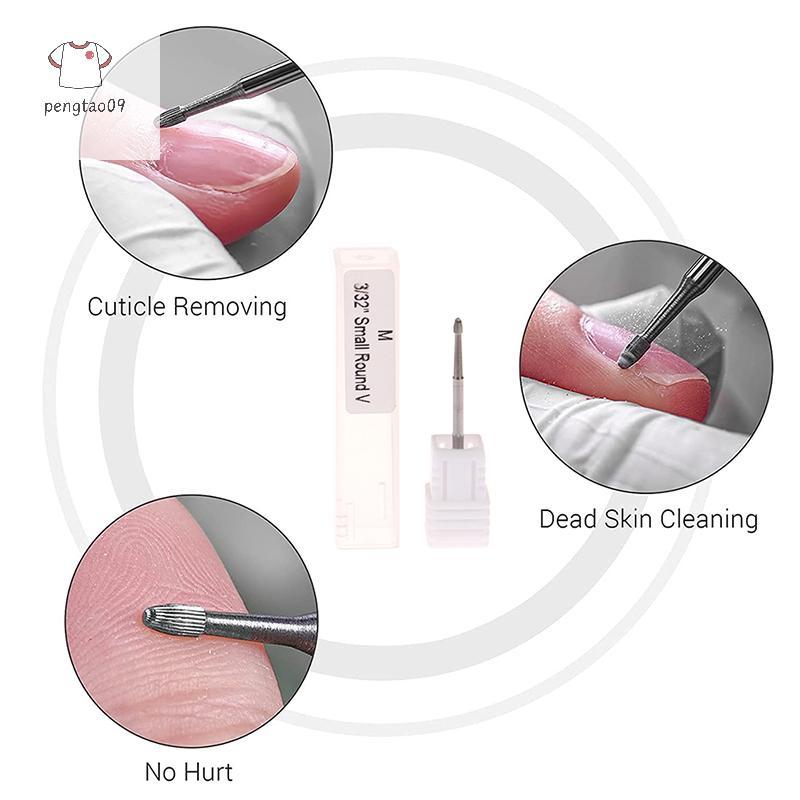 Pengatao09 Safety Nail Drill Bits ทังสเตนคาร์ไบด์เจาะ Bit Cuticle Remover 3/32 "สําหรับเครื่องตะไบเล