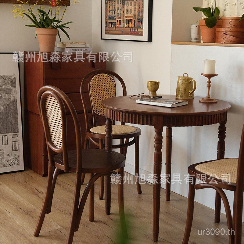 สไตล์อเมริกัน เบอร์ 18 Sonnet โค้งเก้าอี้หวายไม้ Retro B & B Cafe โต๊ะเก้าอี้ Lonely สไตล์ยุคกลางเก้