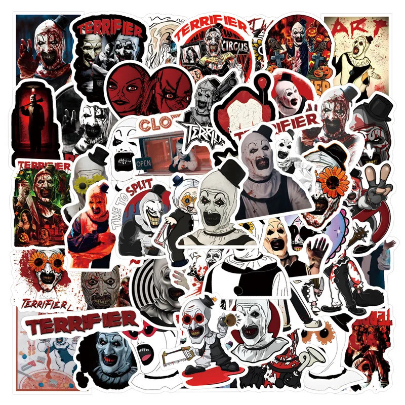 55PCS Terrifier Stickers Hardcore Movie DIY Stickers Scrapbooking Phone Luggage Skateboard Waterproo