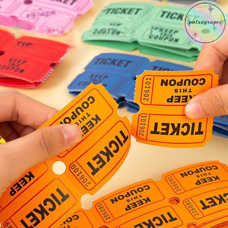 Pufangsuper 100 ชิ้น Raffle Tickets สําหรับห้องเรียน Lottery Roll ของป้ายกระดาษเดี่ยวกิจกรรมเครื่องด
