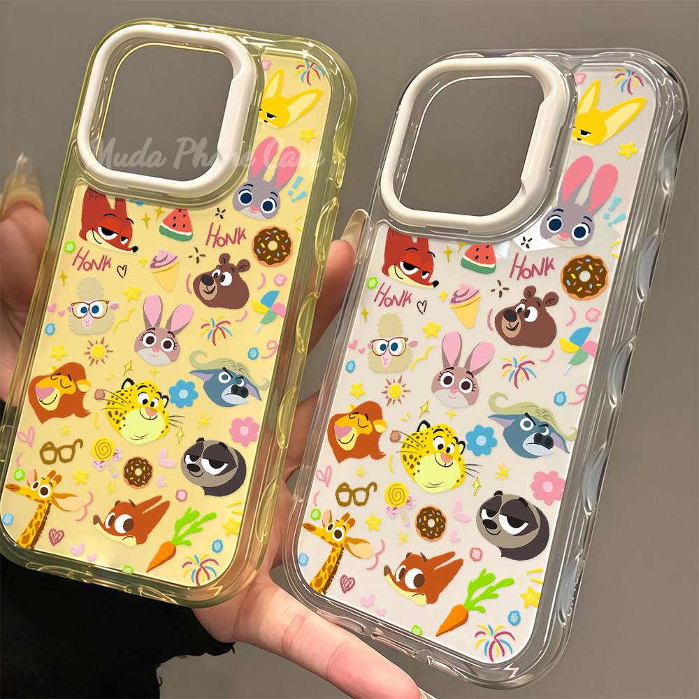 สำหรับ iPhone 17 15 14 13 16 12 11 17ProMax 13ProMax 16Plus 15Plus 14Plus ลายสุนัขจิ้งจอกและกระต่ายคู่รักน่ารัก เคสไอโฟน
