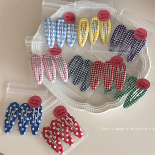 กิ๊บผมสีสดใสลายสก๊อต พื้นฐานเรซิ่น พร้อม BB clip และหัวใจรูปหยดน้ำ สำหรับเด็กและวัยรุ่น