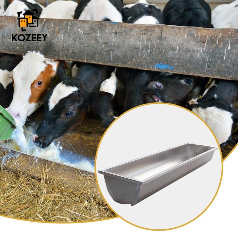 [KOZEEY] การให้อาหารรางความจุขนาดใหญ่ทําความสะอาดง่ายสแตนเลสหนาเครื่องป้อนแพะป้อนปศุสัตว์สําหรับแพะ Alpacas หมูกวาง