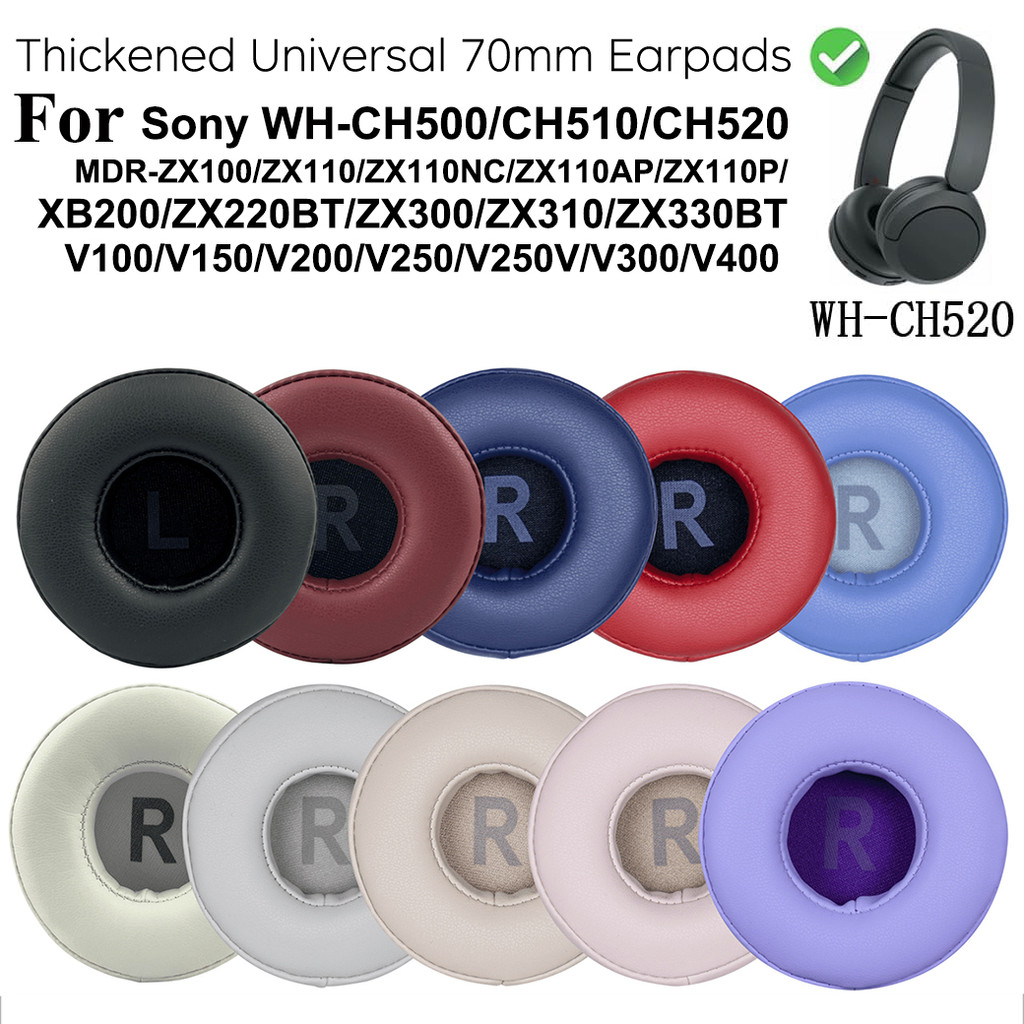 แผ่นรองหูฟังหนาสําหรับ Sony WH-CH500/CH510/CH520,MDR-ZX100/ZX110NC/ZX220/XB200/ZX300/ZX330BT,MDR-V100/V150/V200/V200/V300/V150/V300/V300/V150/V300/V300/V150/V300/V300/V150/V300/V150/V300/V300/V