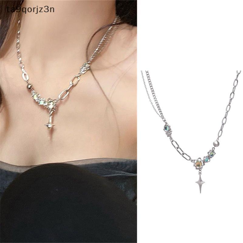 ZN สร้อยคอจี้รูปดาวลายมูนสโตนสุดอินเทรนด์สำหรับผู้หญิงสร้อยคอคริสตัลฮิปฮอปพังค์เครื่องประดับ Y2K ของ