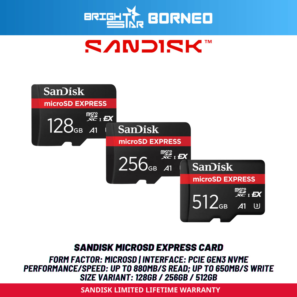 SANDISK MicroSD Express Card - 128GB/256GB/512GB