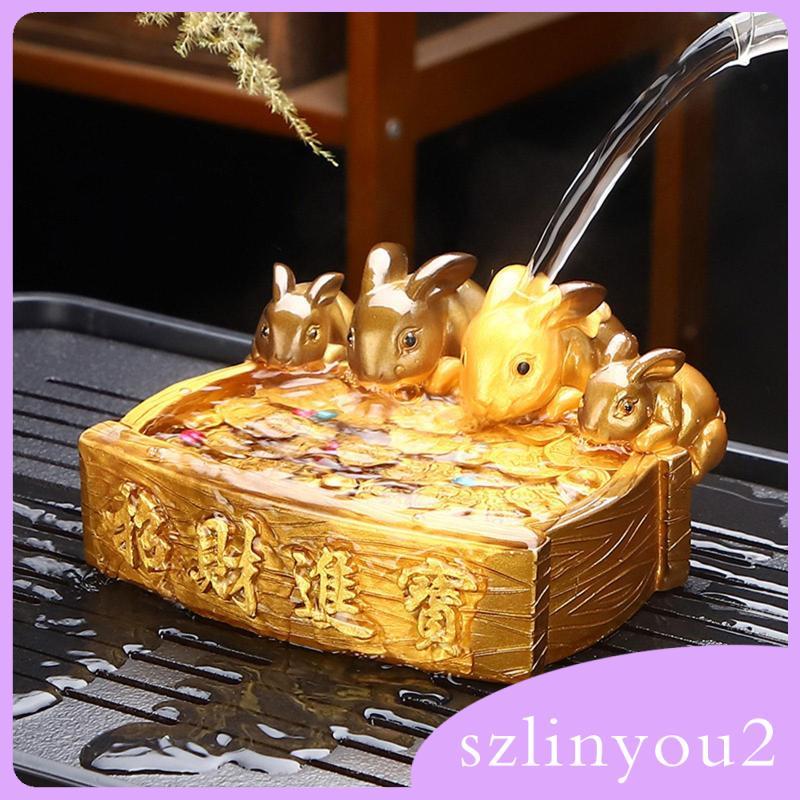 [szlinyou2] รูปปั้นกระต่ายชาโต๊ะสัตว์เลี้ยงเครื่องประดับเรซินสําหรับโต๊ะห้องนั่งเล่น Tearoom