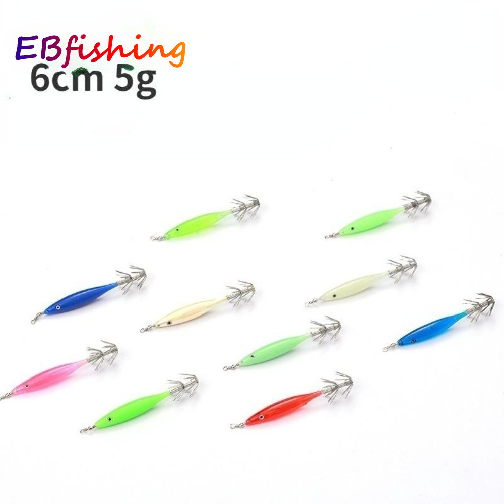 อุปกรณ์ตกปลาหมึก Jig ขนาด 6 ซม./5g แสงสว่างเรืองรองในยามมืด พร้อม Spinner สำหรับการตกปลาหมึกและหอยแท่ง