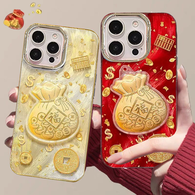 ตรุษจีน 3D Lucky Bag Gold Coinเคสโทรศัพท์สําหรับXiaomi Redmi 15C A5 14C 13C 13 12C 12 10 A1 A2 A3 9A