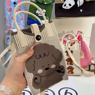 ใหม่เวอร์ชั่นเกาหลี กระเป๋าโทรศัพท์ กระเป๋าถือ กระเป๋าสะพายข้าง ถุงถัก crossbody รูปแบบการ์ตูน