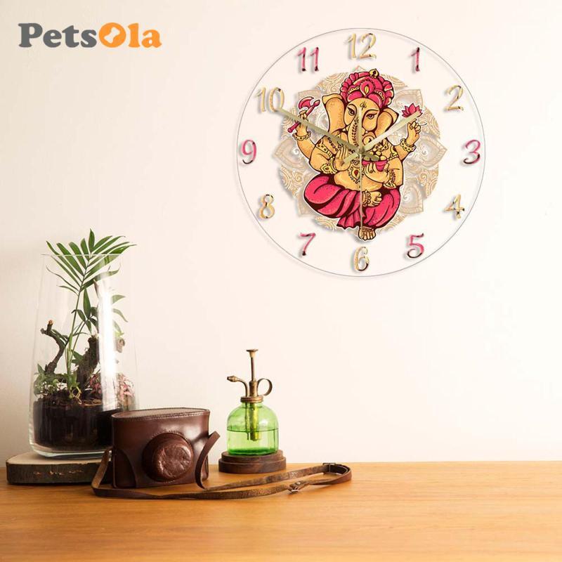 [Koolsoo2] นาฬิกาแขวนพระพิฆเนศพระพิฆเนศ 11.81 นิ้ว Wall Art ตกแต่งบ้านสําหรับ Cafe Shop Home