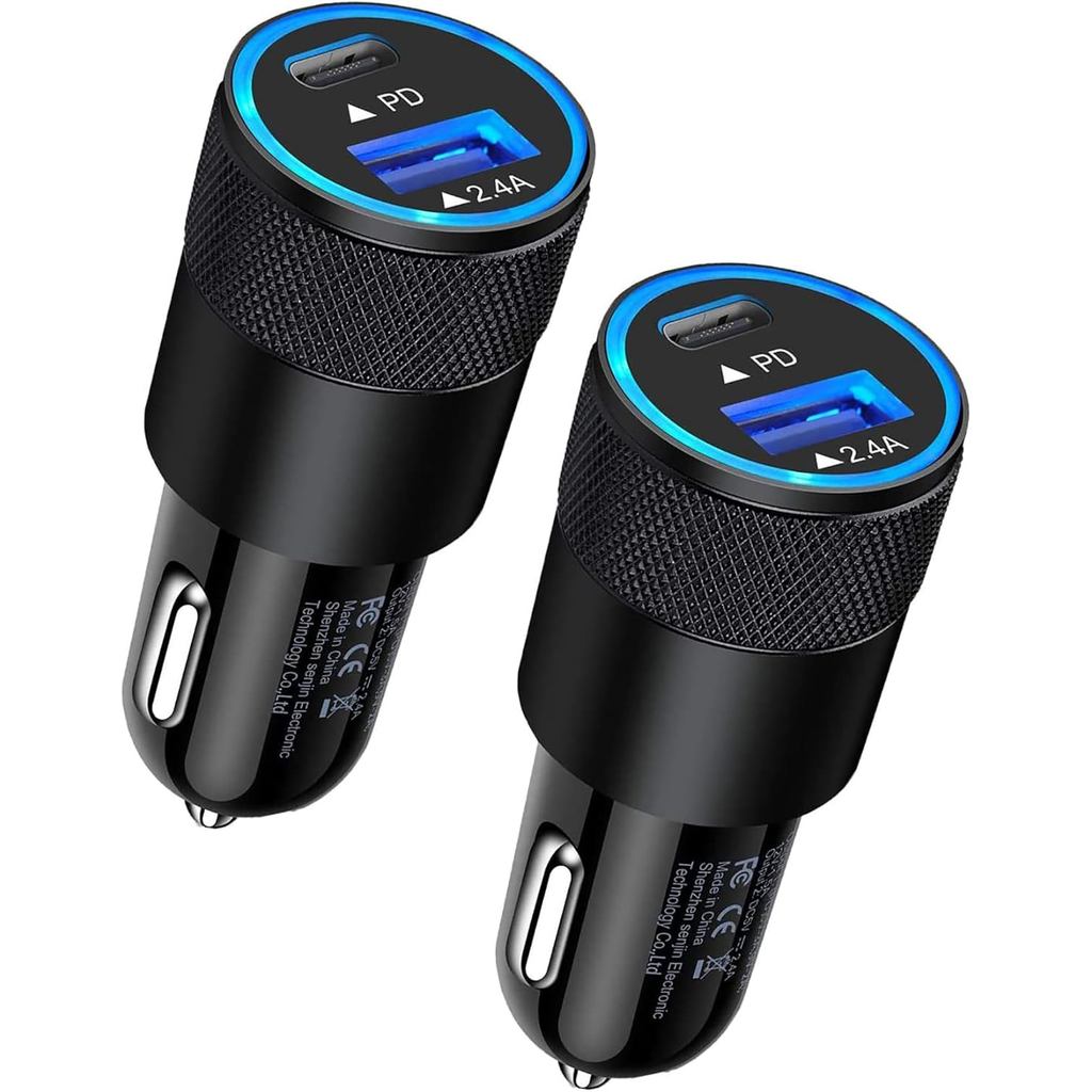 AILKIN 30W PD USB C Car Charger, USB Type C Fast Power Charging Block Dual Port USBA & USBC Plug Car