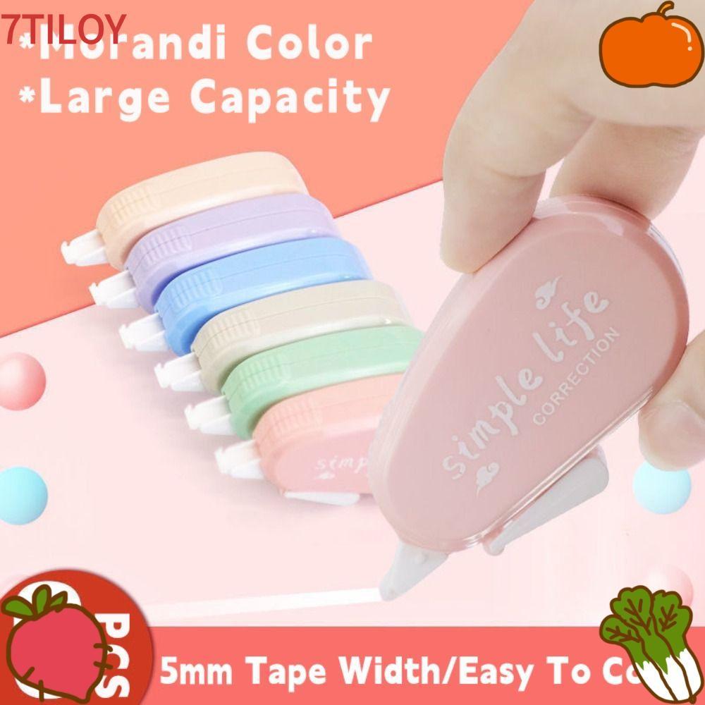 7TILOYSHOP 6 ชิ้น/เซ็ตเทปแก้ไข, สี Morandi 36M เทปเคลือบเงียบความจุขนาดใหญ่, เครื่องเขียนแก้ไขเงียบแบบพกพาสํานักงานโรงเรียน
